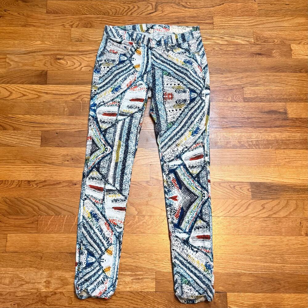 Rag&Bone Women’s 27 Blue Surf Knit Print Jean Legging Skinny Jeans Tropical Fun